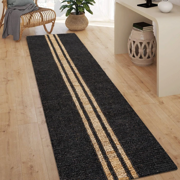 Jonathan Y NATURAL FIBER Black NRF200B 2ft. X 8ft. Rect. Rug