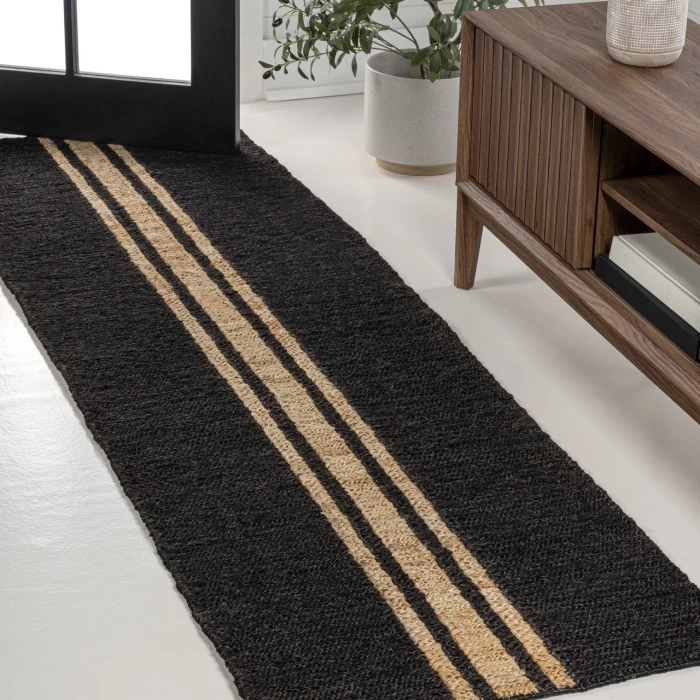 Jonathan Y NATURAL FIBER Black NRF200B 2ft. X 8ft. Rect. Rug