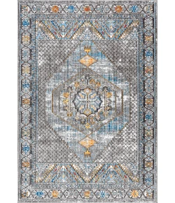 Jonathany Restored Vintage RES100A Gray/Mustard/Turquoise Area Rug 3 ft. X 5 ft. Rectangle