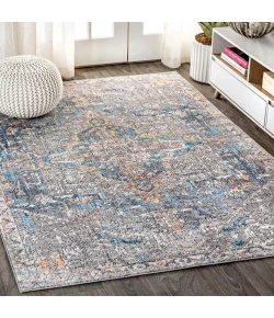Jonathany Restored Vintage RES101A Gray/Mustard/Turquoise Area Rug 3 ft. X 5 ft. Rectangle