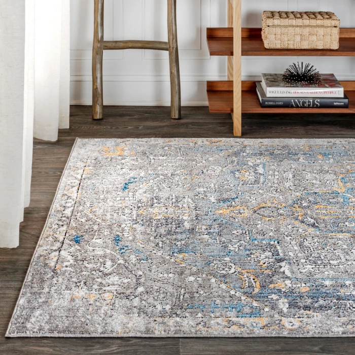 Izmir Vintage Medallion Gray/Mustard/Turquoise 3 ft. x 5 ft. Area Rug