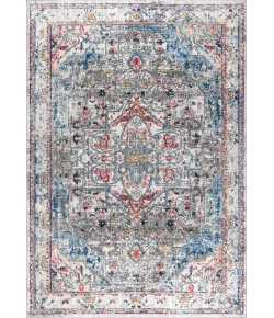 Jonathany Restored Vintage RES102A Gray/Red/Turquoise Area Rug 3 ft. X 5 ft. Rectangle