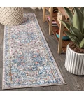 Manisa Vintage Medallion Ivory/Peacock Blue/Coral 2 ft. x 8 ft. Runner Rug