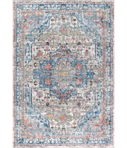 Jonathany Restored Vintage RES103A Ivory/Peacock Blue/Coral Area Rug 3 ft. X 5 ft. Rectangle
