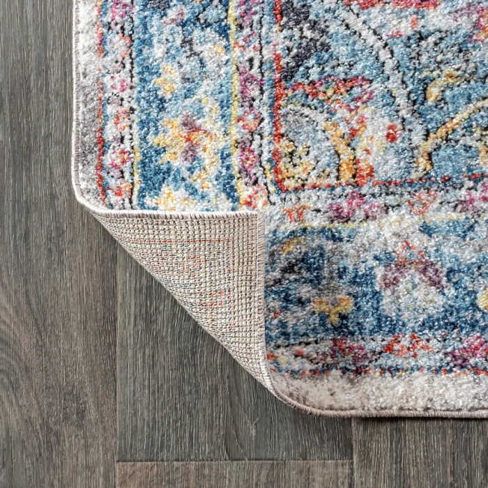 Manisa Vintage Medallion Ivory/Peacock Blue/Coral 3 ft. x 5 ft. Area Rug