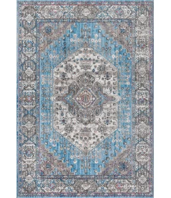 Jonathany Restored Vintage RES106A Turquoise/Grey Area Rug 3 ft. X 5 ft. Rectangle