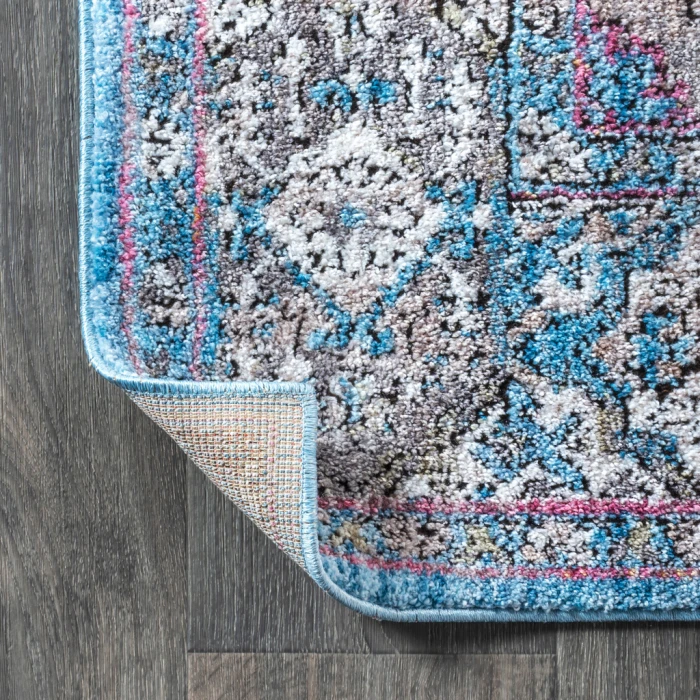 Kesan Vintage Medallion Turquoise/Grey 8 ft. x 10 ft. Area Rug