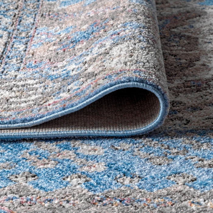 Kesan Vintage Medallion Turquoise/Grey 8 ft. x 10 ft. Area Rug