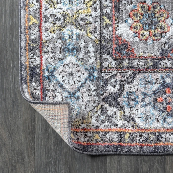 Kesan Vintage Medallion Charcoal Grey/Ivory 3 ft. x 5 ft. Area Rug
