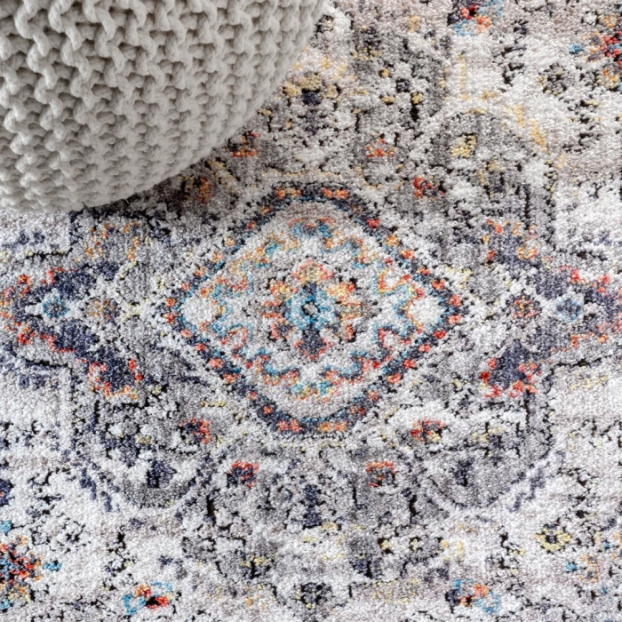 Kesan Vintage Medallion Charcoal Grey/Ivory 3 ft. x 5 ft. Area Rug