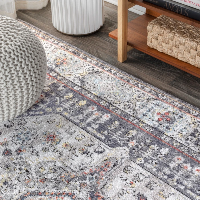 Kesan Vintage Medallion Charcoal Grey/Ivory 3 ft. x 5 ft. Area Rug