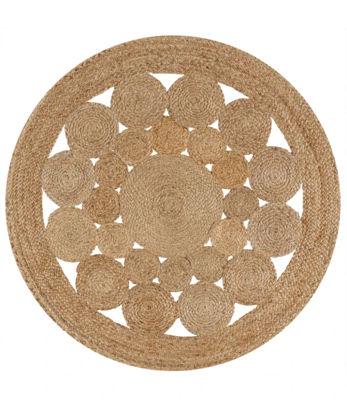 Cassia Round Natural Jute Boho Circle Natural 3' Round Area Rug