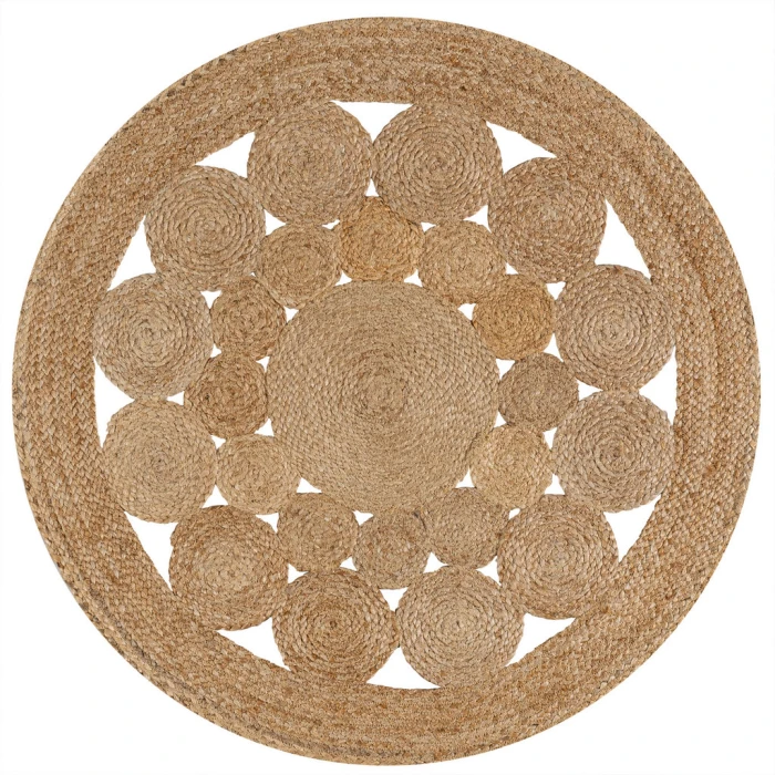 Cassia Round Natural Jute Boho Circle Natural 5' Round Area Rug
