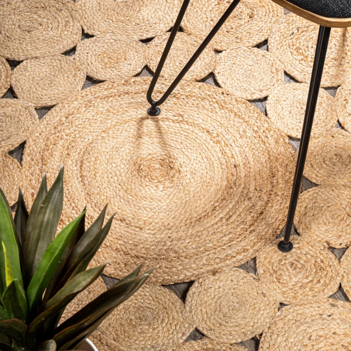 Cassia Round Natural Jute Boho Circle Natural 5' Round Area Rug