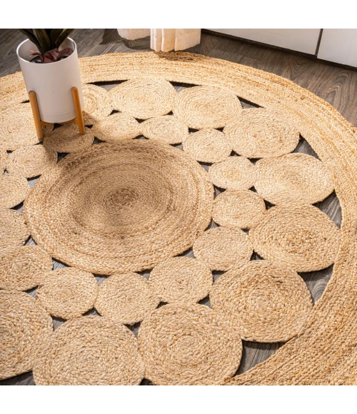 Cassia Round Natural Jute Boho Circle Natural 3' Round Area Rug