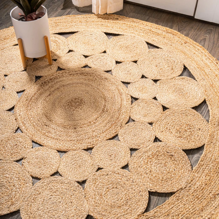 Cassia Round Natural Jute Boho Circle Natural 5' Round Area Rug