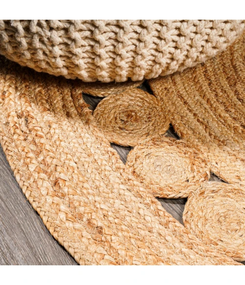 Dahlia Round Natural Jute Boho Circle Natural 3' Round Area Rug