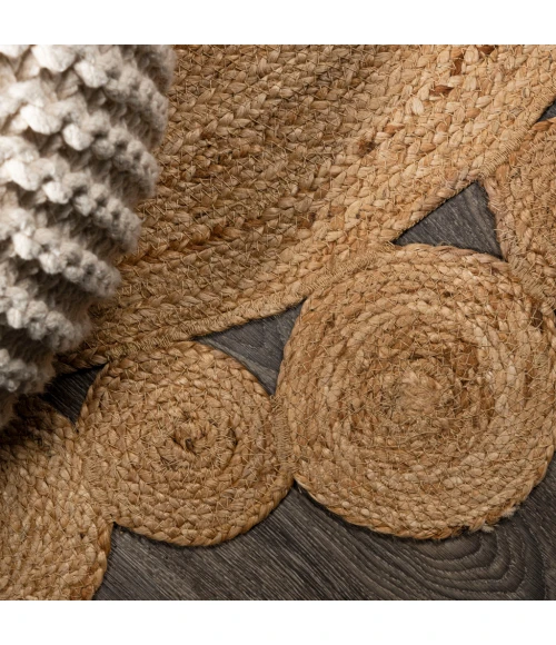 Eden Round Natural Jute hippie Circle Natural 3' Round Area Rug