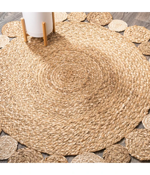 Eden Round Natural Jute hippie Circle Natural 3' Round Area Rug