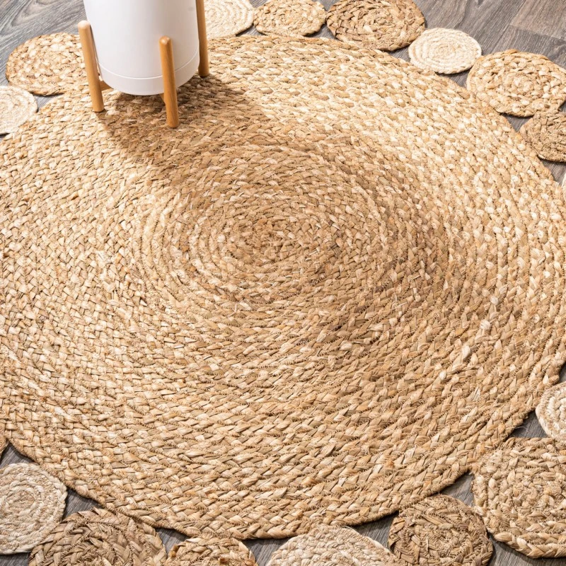 Eden Round Natural Jute hippie Circle Natural 3' Round Area Rug