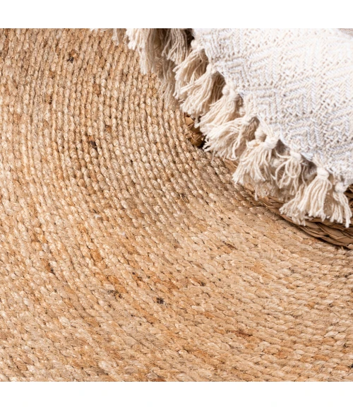 Soleil Round Natural Jute Braided Circle Natural 3' Round Area Rug