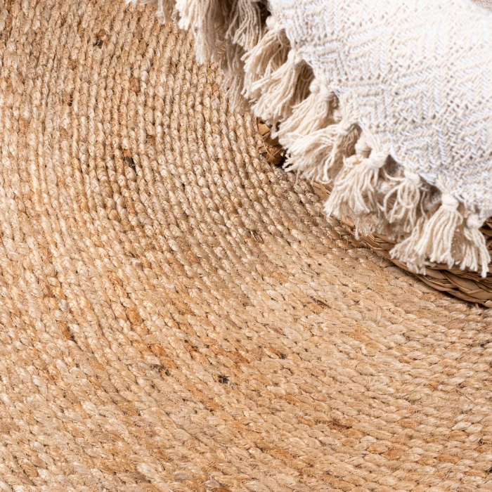 Soleil Round Natural Jute Braided Circle Natural 4' Round Area Rug