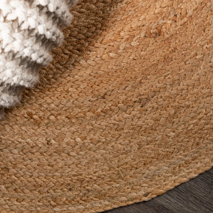 Soleil Round Natural Jute Braided Circle Natural 4' Round Area Rug