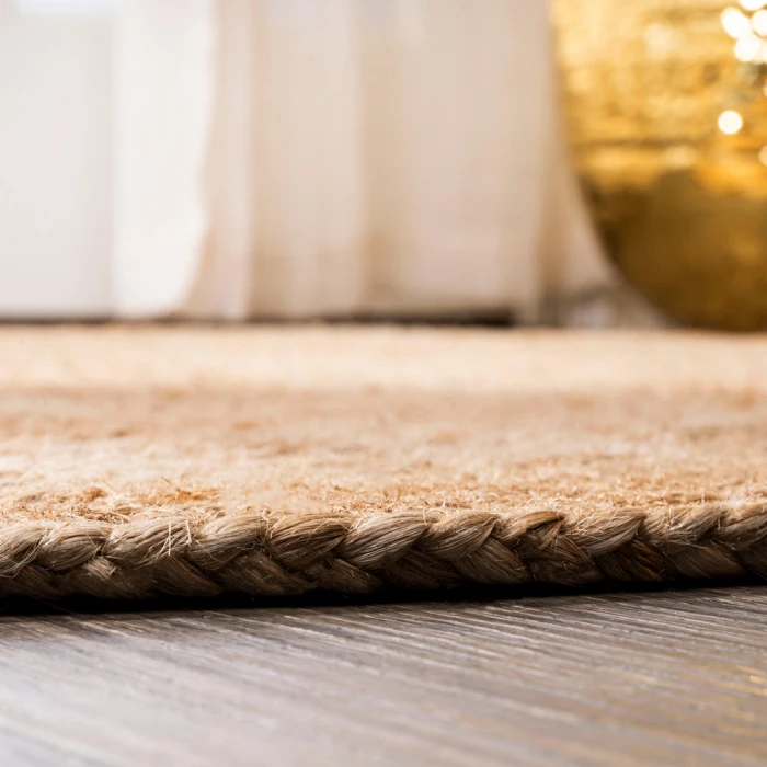 Soleil Round Natural Jute Braided Circle Natural 4' Round Area Rug