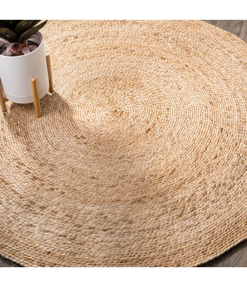 Soleil Round Natural Jute Braided Circle Natural 3' Round Area Rug