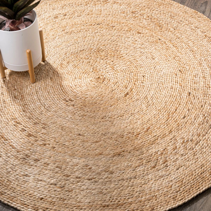 Soleil Round Natural Jute Braided Circle Natural 4' Round Area Rug