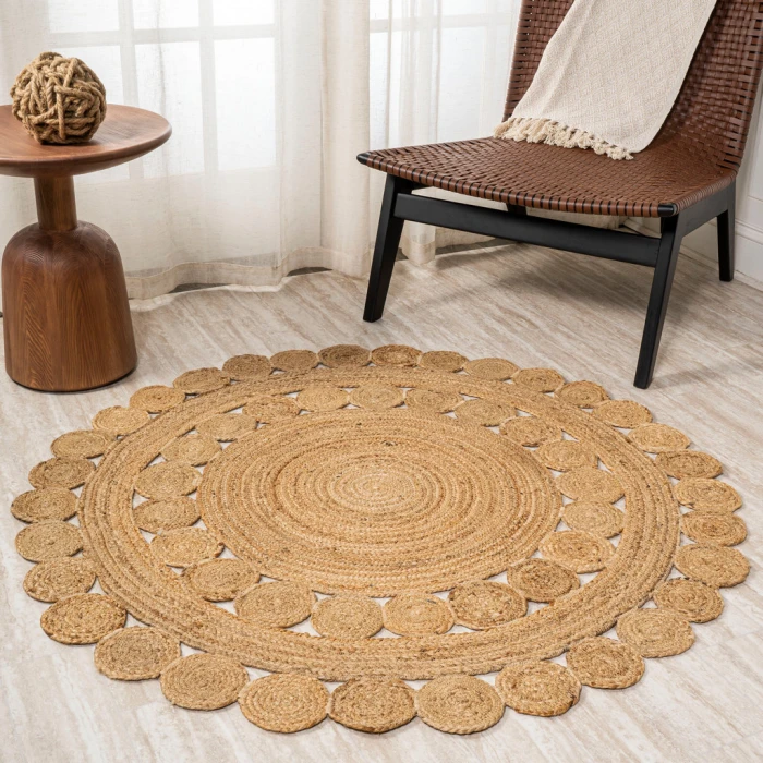 Bodhi Round Natural Jute hippie Circle Natural 5' Round Area Rug