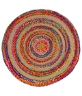 Isla Round Boho Braided Rag & Jute Multi/Natural 7' Round Area Rug