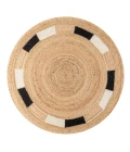 Porto Geometric Jute Circle Natural/Cream/Black 5' Round Area Rug