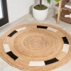 Jonathany Ansa Collection RNF106A Natural/Cream/Black Area Rug 4 ft. 1 in. X 4 ft. 1 in. Round