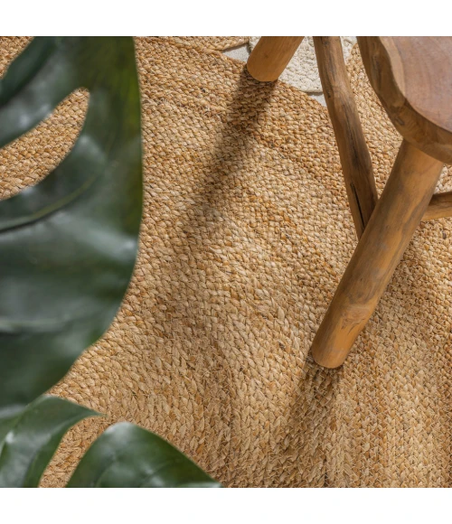 Ayana Two-Tone Jute Hippy Circle Natural/Cream 5' Round Area Rug