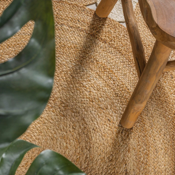 Ayana Two-Tone Jute Hippy Circle Natural/Cream 4' Round Area Rug