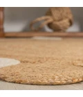 Ayana Two-Tone Jute Hippy Circle Natural/Cream 5' Round Area Rug