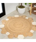 Ayana Two-Tone Jute Hippy Circle Natural/Cream 5' Round Area Rug