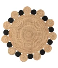 Ayana Two-Tone Jute Hippy Circle Natural/Black 6' Round Area Rug
