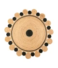 Aurora Two-Tone Jute Hippy Circle Medallion Black/Natural 6' Round Area Rug