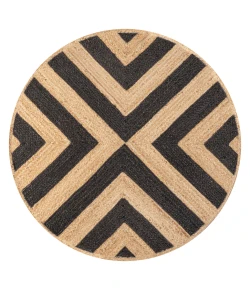 Jonathany Ansa Collection RNF111A Black/Natural Area Rug 4 ft. 1 in. X 4 ft. 1 in. Round