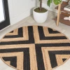 Jonathany Ansa Collection RNF111A Black/Natural Area Rug 4 ft. 1 in. X 4 ft. 1 in. Round