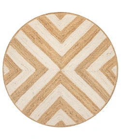 Jonathany Ansa Collection RNF111B Cream/Natural Area Rug 4 ft. 1 in. X 4 ft. 1 in. Round
