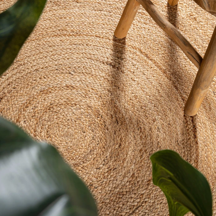 Petal Boho Jute Scalloped Circle Natural 4' Round Area Rug