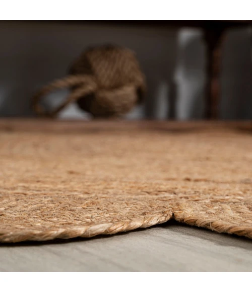 Petal Boho Jute Scalloped Circle Natural 4' Round Area Rug