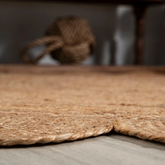 Petal Boho Jute Scalloped Circle Natural 4' Round Area Rug