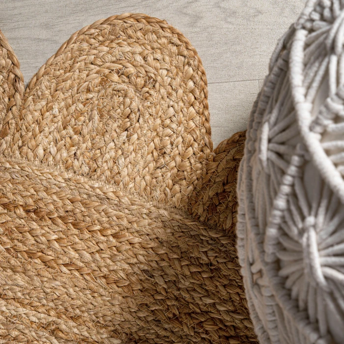 Petal Boho Jute Scalloped Circle Natural 4' Round Area Rug