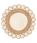 Skye Two-Tone Jute Circle Border Cream/Natural 4' Round Area Rug