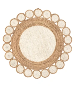 Jonathany Ansa Collection RNF113A Cream/Natural Area Rug 4 ft. 1 in. X 4 ft. 1 in. Round