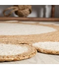 Skye Two-Tone Jute Circle Border Cream/Natural 4' Round Area Rug
